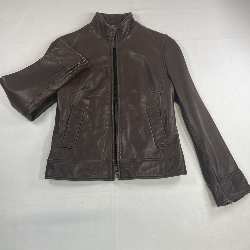 Vintage lambskin leather funnel neck moto bomber patina and soft as butter WS